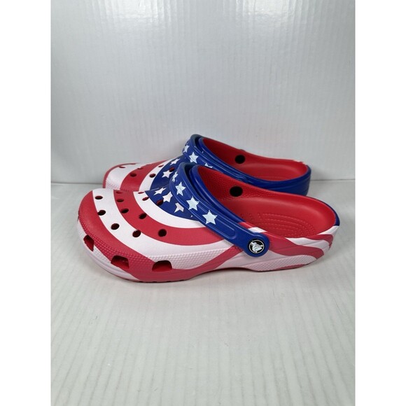 Size 10 Crocs Classic American Flag Clogs Shoes Team USA Patriotic Men’s NEW - Picture 3 of 7